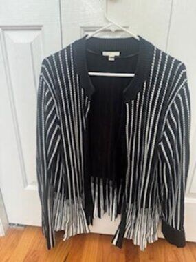 Cato Black and White Knit Flared Cardigan XL